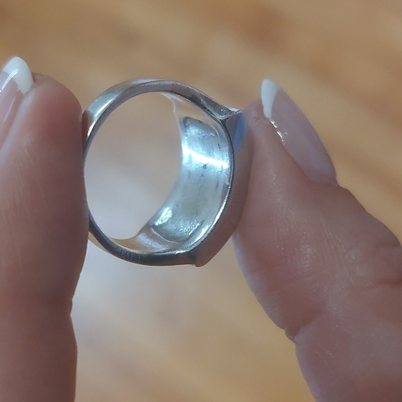 Sterling Silver 925 MOTHER Of Pearl Vintage Ring Size 6.25 Band - Picture 7 of 8